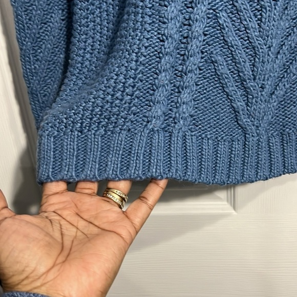 Joe Fresh Women's Cable Knit Pullover Long Sleeve - Size Medium - Blue - Picture 6 of 7